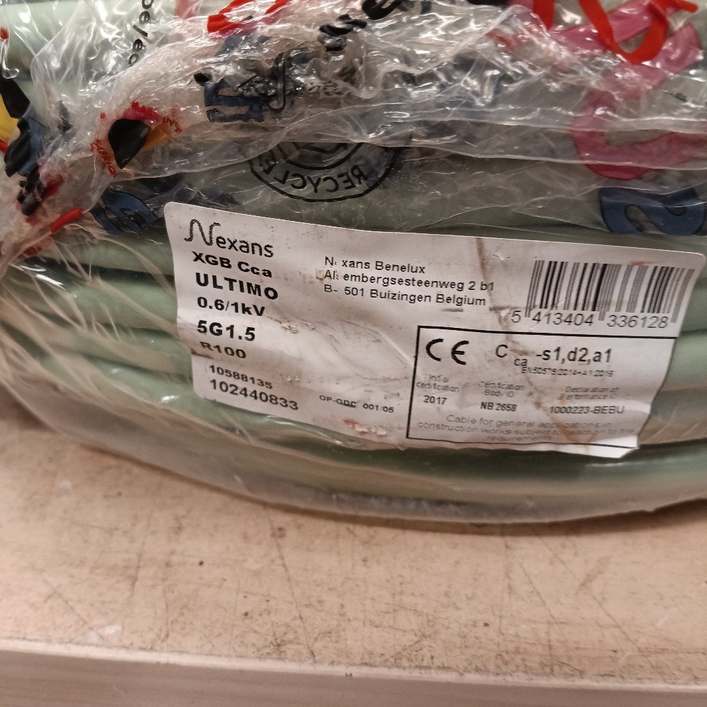 halogeenvrije Kabel xgb cca 5g1.5, Doe-het-zelf en Bouw, Elektriciteit en Kabels, Ophalen, Nieuw, Kabel of Snoer