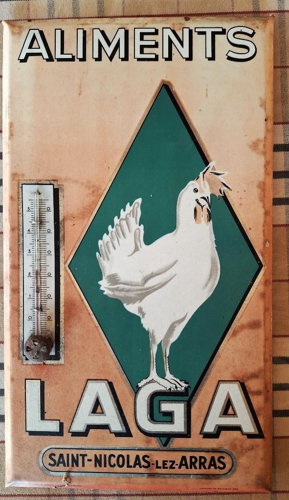 Oude thermometer"St.Nicolas-lez ARRAS " Aliments LAGA, Ophalen of Verzenden, Gebruikt, Reclamebord