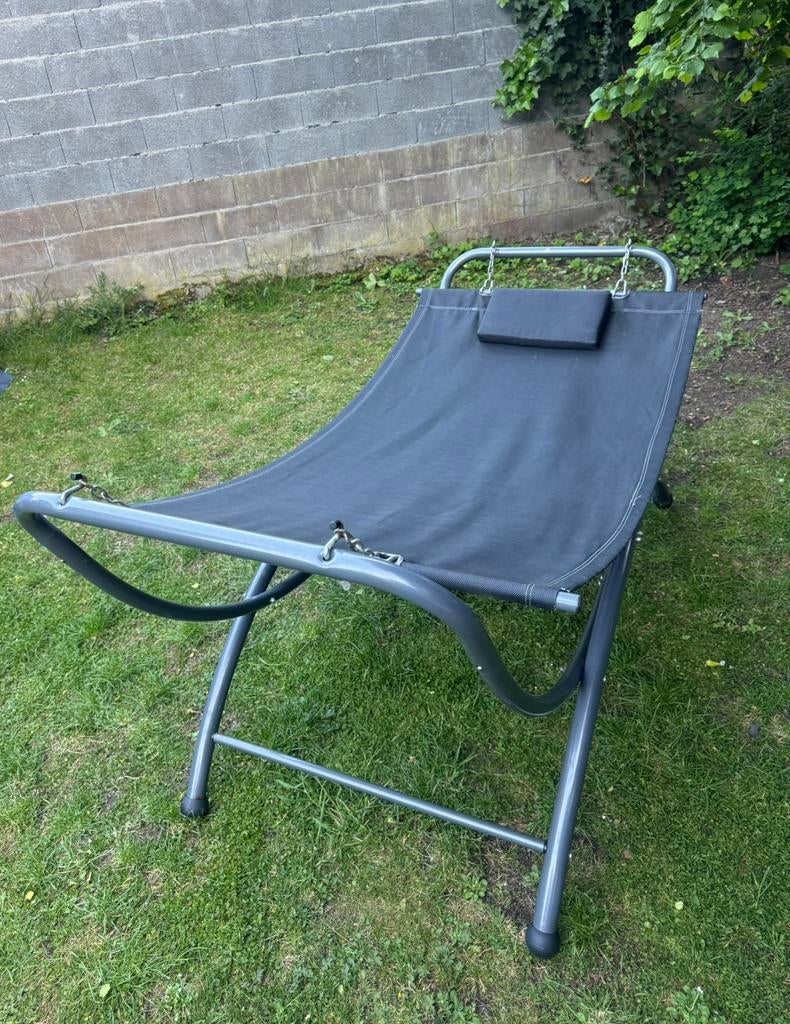 Hamac de jardin pour 2 personnes en très bon état., Jardin & Terrasse, Comme neuf, Avec support, Enlèvement, Multi-personne