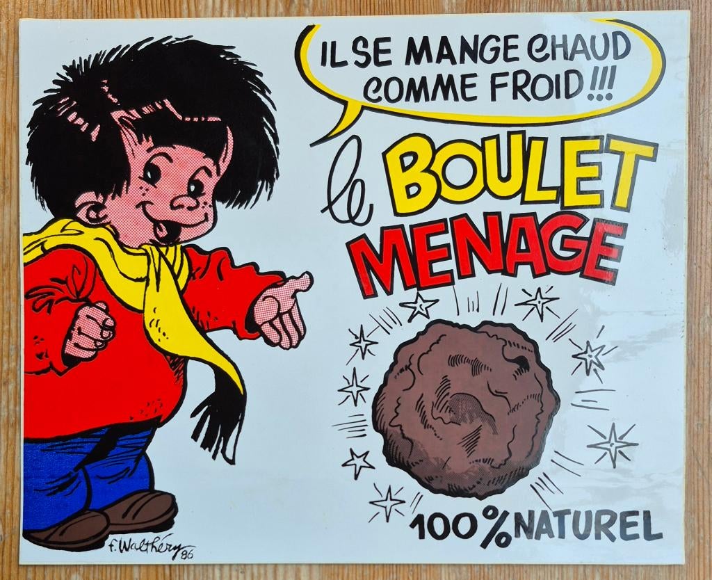 Rattekopje sticker Boulet menage 1986 Walthéry Natasja, Ophalen of Verzenden, Overige figuren, Zo goed als nieuw, Plaatje, Poster of Sticker