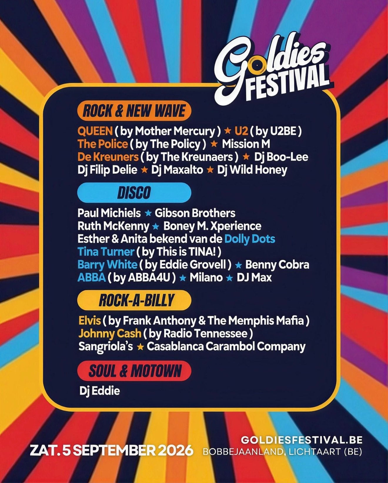 2 tickets voor Goldies Festival (Bobbejaanland), Tickets en Kaartjes, Evenementen en Festivals