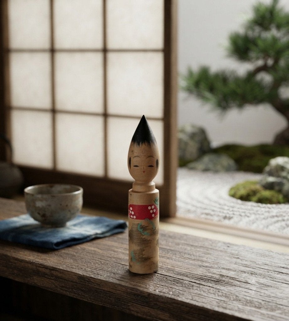 Cute Arima-Fude kokeshi, Fait main, Japon, Bois, Poupée