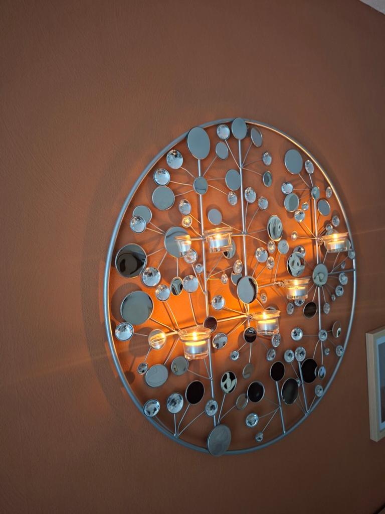 Wand decoratie  voor theelichtjes, Ophalen, Zo goed als nieuw, Grijs, Kandelaar