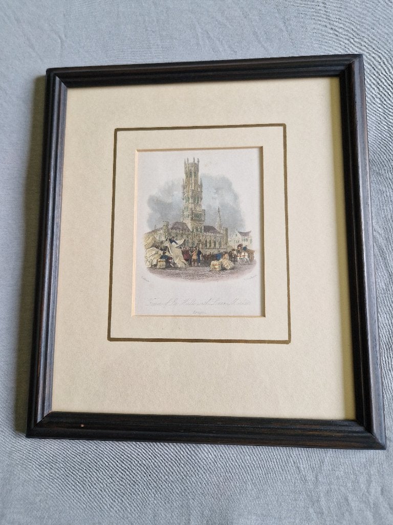 BRUGGE antieke gravure circa 1845, Enlèvement, Gravure