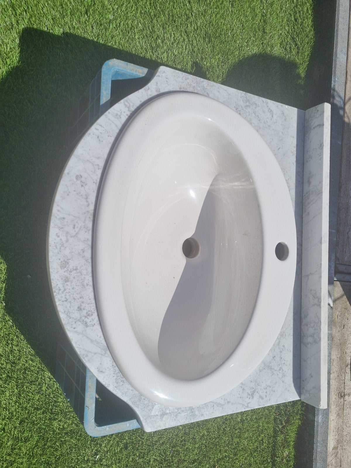 lavabo met marmer, Huis en Inrichting, Badkamer | Badkamermeubels, Ophalen, 50 tot 100 cm, Zo goed als nieuw, Wasbak of Wastafel