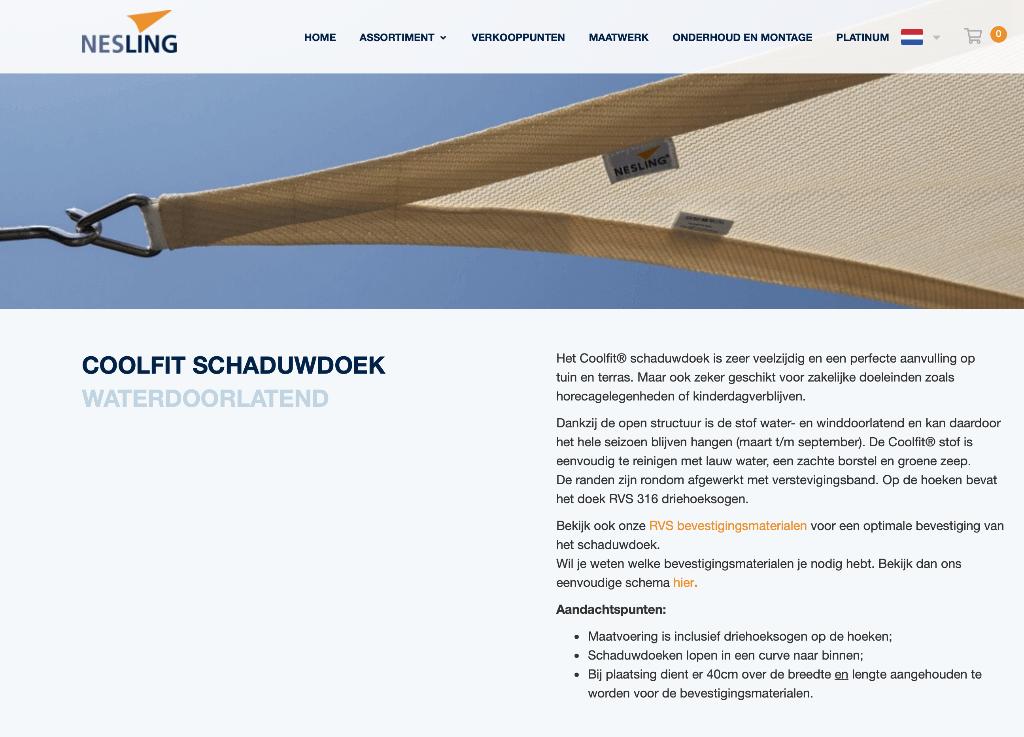 schaduwdoek, Ophalen, Zo goed als nieuw
