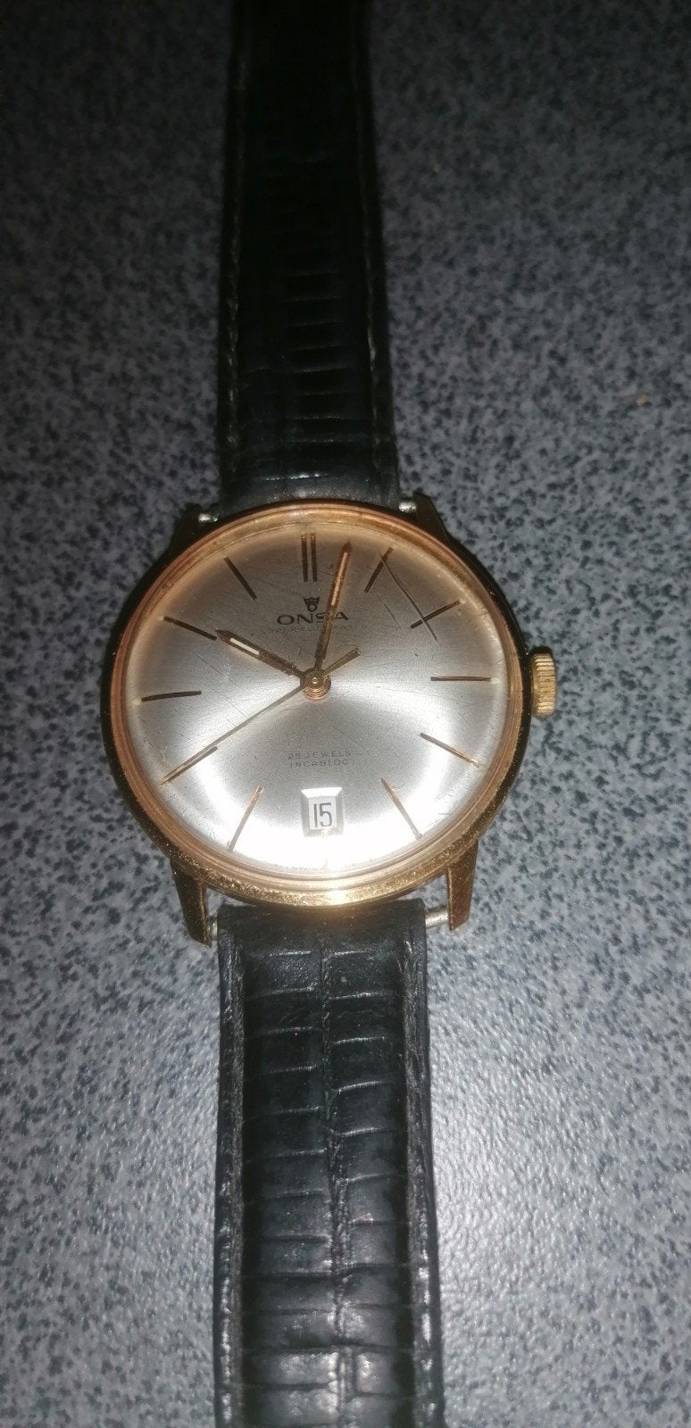 Montres Vinteg plaqué or 20micr.Rar, Montre-bracelet, Autres marques, Cuir, Comme neuf
