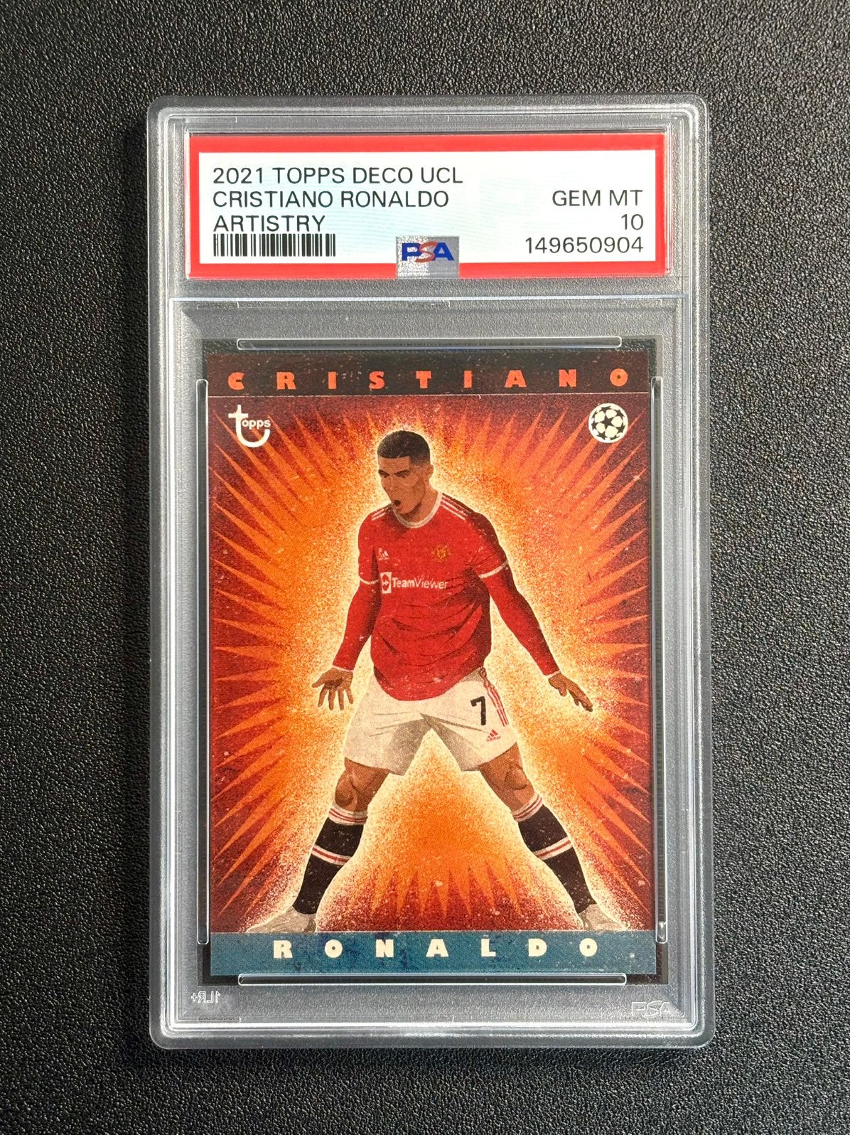 PSA 10 Cristiano Ronaldo 2021 Topps DECO UCL Artistry, Ophalen of Verzenden, Nieuw, Plaatje