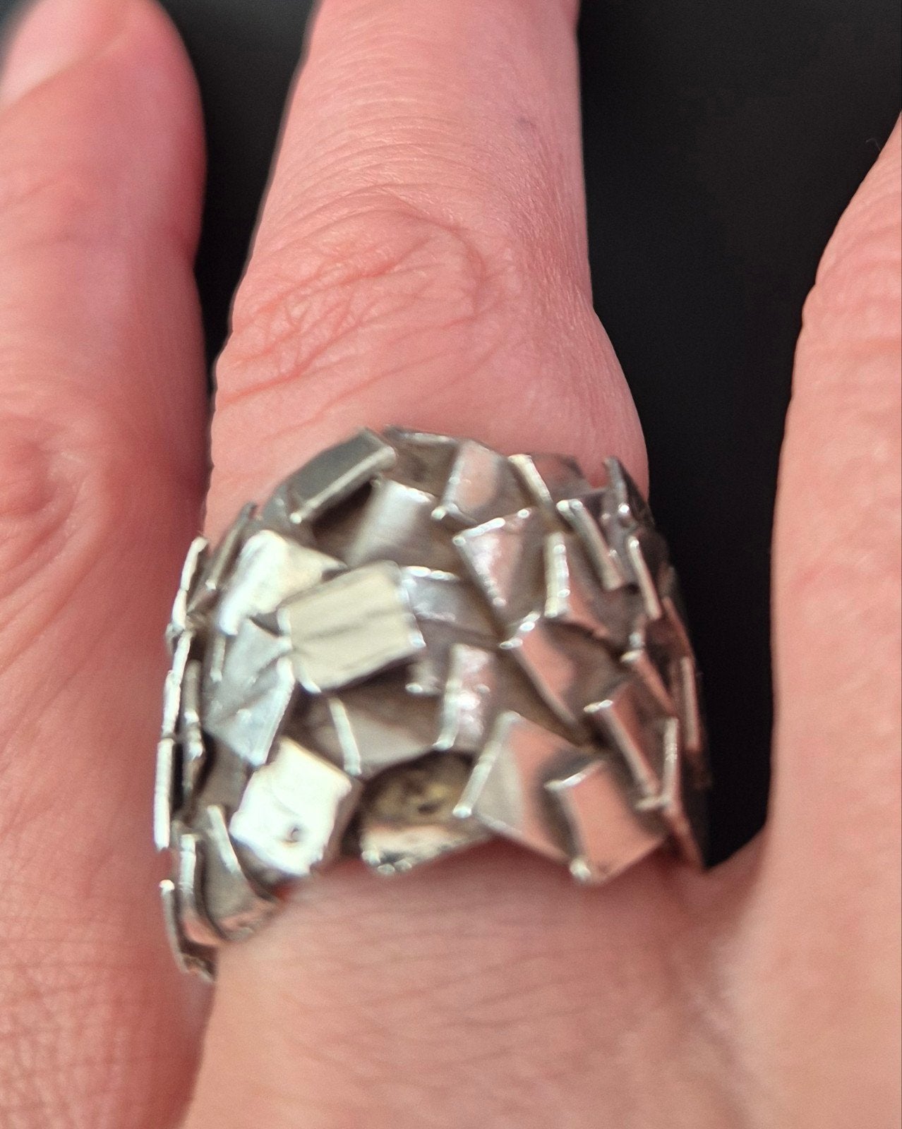 Bague en argent au design unique, Enlèvement ou Envoi, Argent, Argent