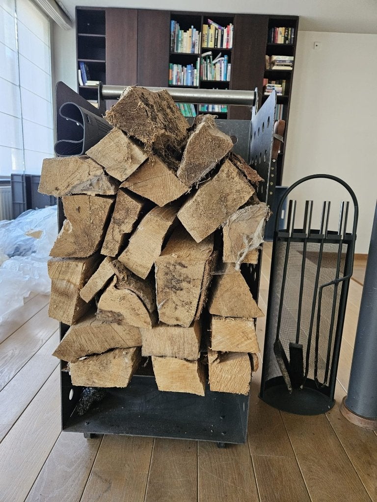 Haardhoutwagentje, Ophalen, Zo goed als nieuw, Vrijstaande haard, Houthaard
