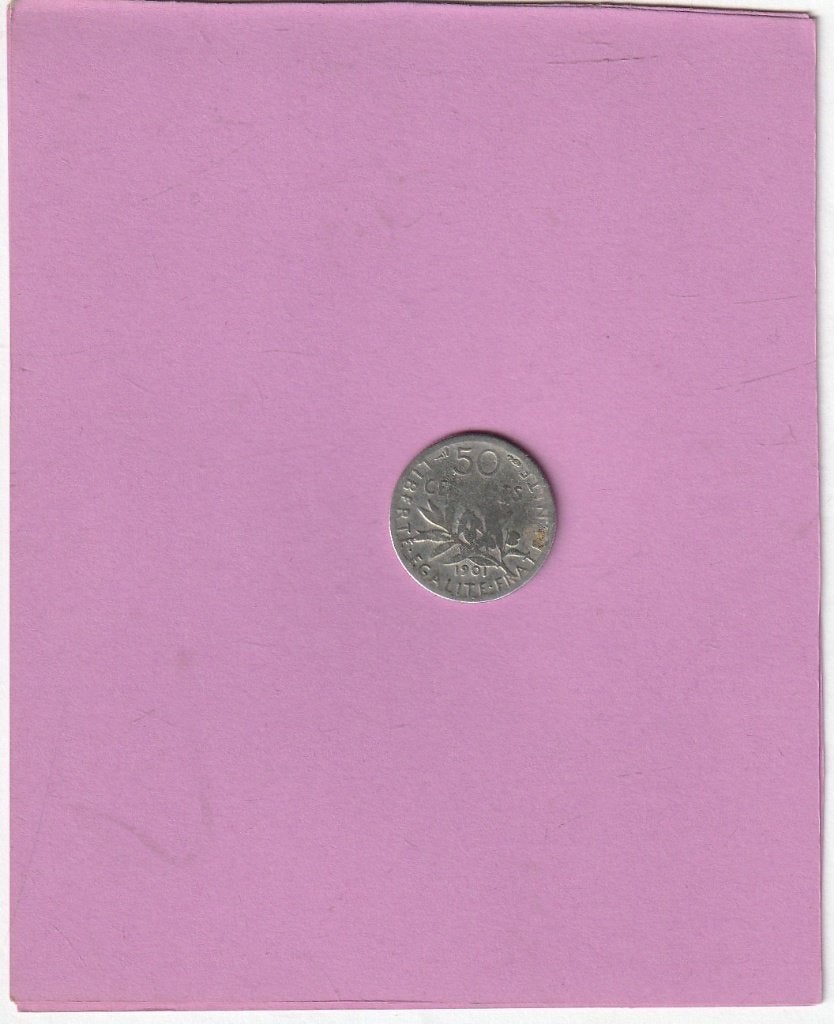 50 Ciment de l'année 1901 en argent français,, Envoi, France, Monnaie en vrac, Argent