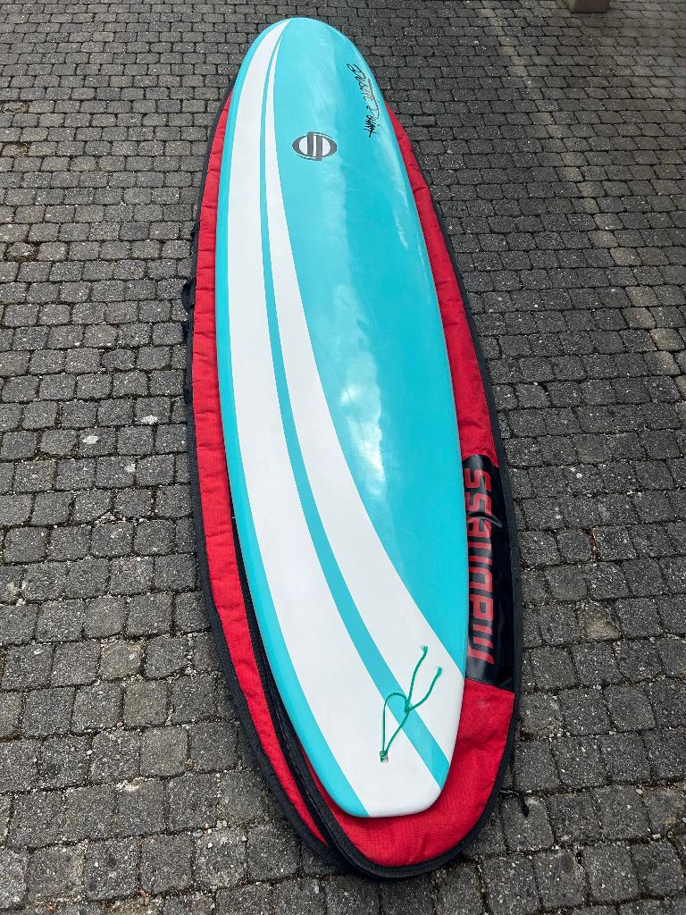 Surfboard mini-malibu, Sports nautiques & Bateaux, Planche à voile sur vague, Enlèvement, Utilisé, Autres types, Avec sac de transport