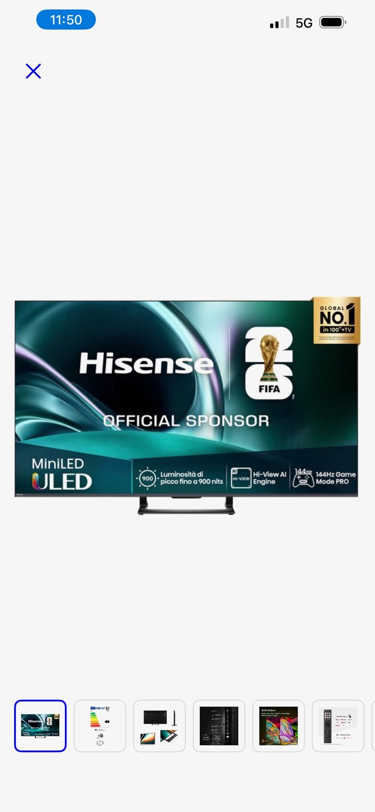 HISENSE 65inch U7Q 144Hz mini led recent en nieuwstaat, TV, Hi-fi & Vidéo, Accessoires de télévision, Enlèvement, Comme neuf