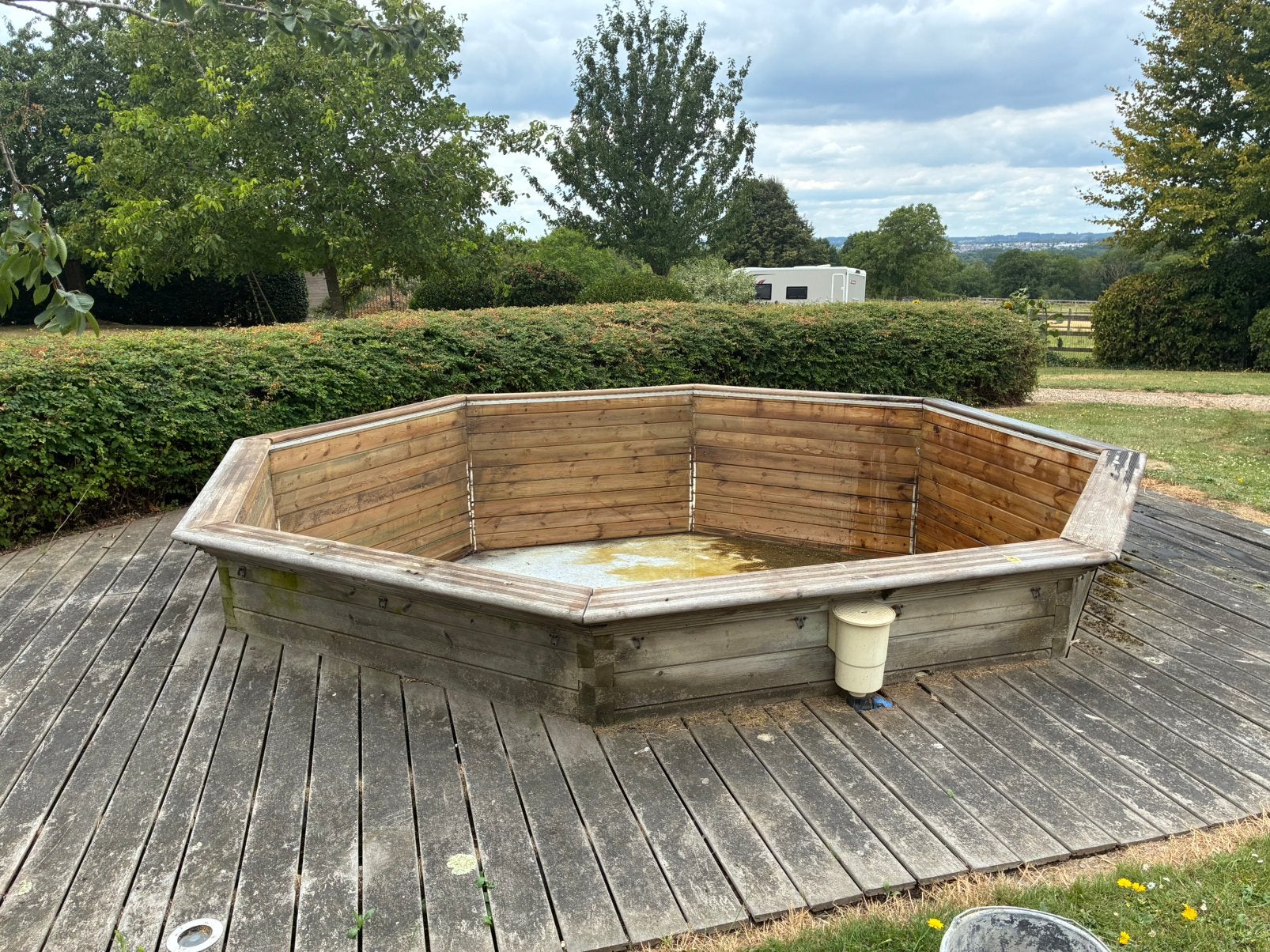 Houten zwembad diameter +~5 meter met filter, Tuin en Terras, Ophalen, Gebruikt