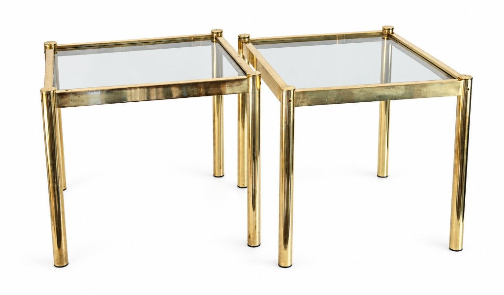 2 x Hollywood Regency Coffee Table - Messing Bijzettafels, Ophalen