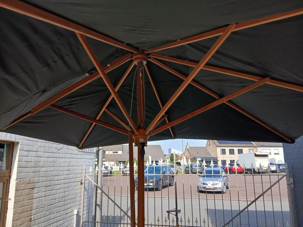 Grote parasols met voet 350m op 350 m, Gebruikt, Ophalen of Verzenden, Waterdicht, Stokparasol