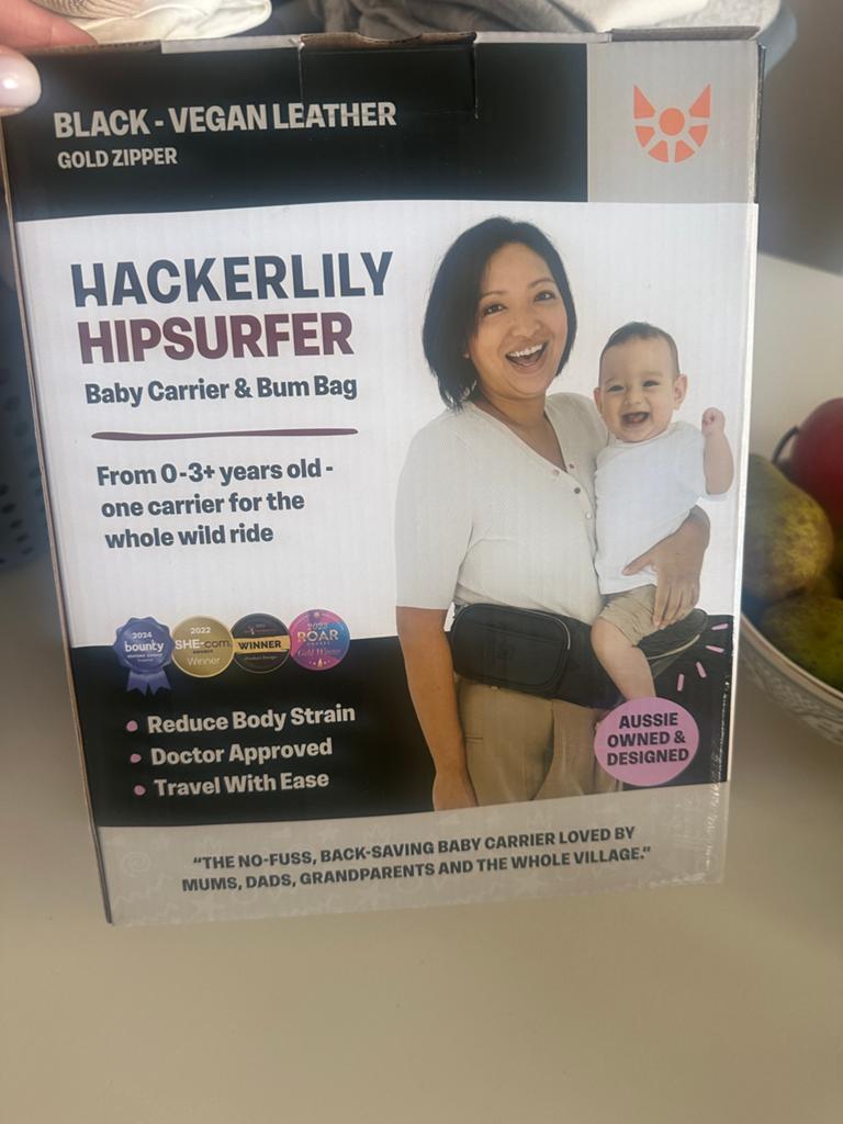 Hackerlily Hipsurfer Baby Carrier - Zwart Vegan Leer, Ophalen of Verzenden, Zo goed als nieuw