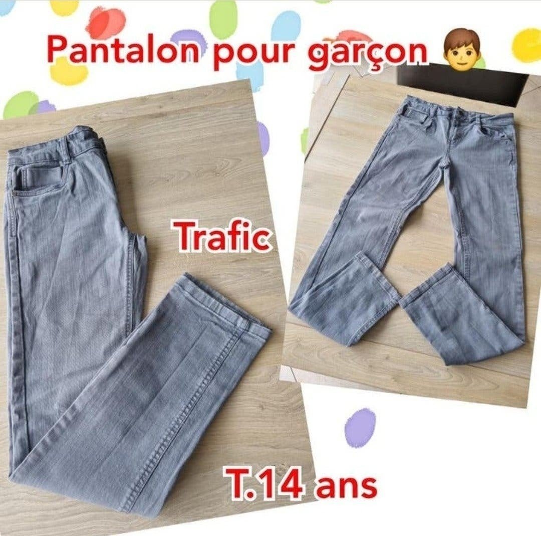 Pantalon pour garçon -gris-Trafic-T.14 ans, Enfants & Bébés, Pantalon, Garçon, Enlèvement ou Envoi, Utilisé