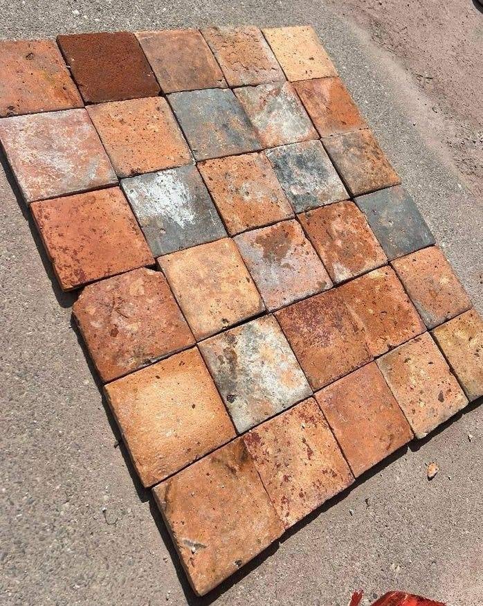 Oude Franse estriken plavuizen pracht nuance 15x15 80M2, Doe-het-zelf en Bouw, Ophalen, Gebruikt, Steen of Klei, Minder dan 50 cm
