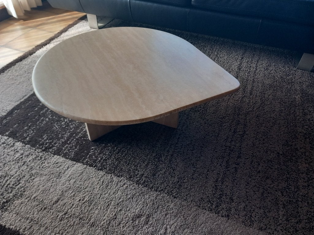 Table basse en travertin en bel état, Maison & Meubles, Enlèvement ou Envoi