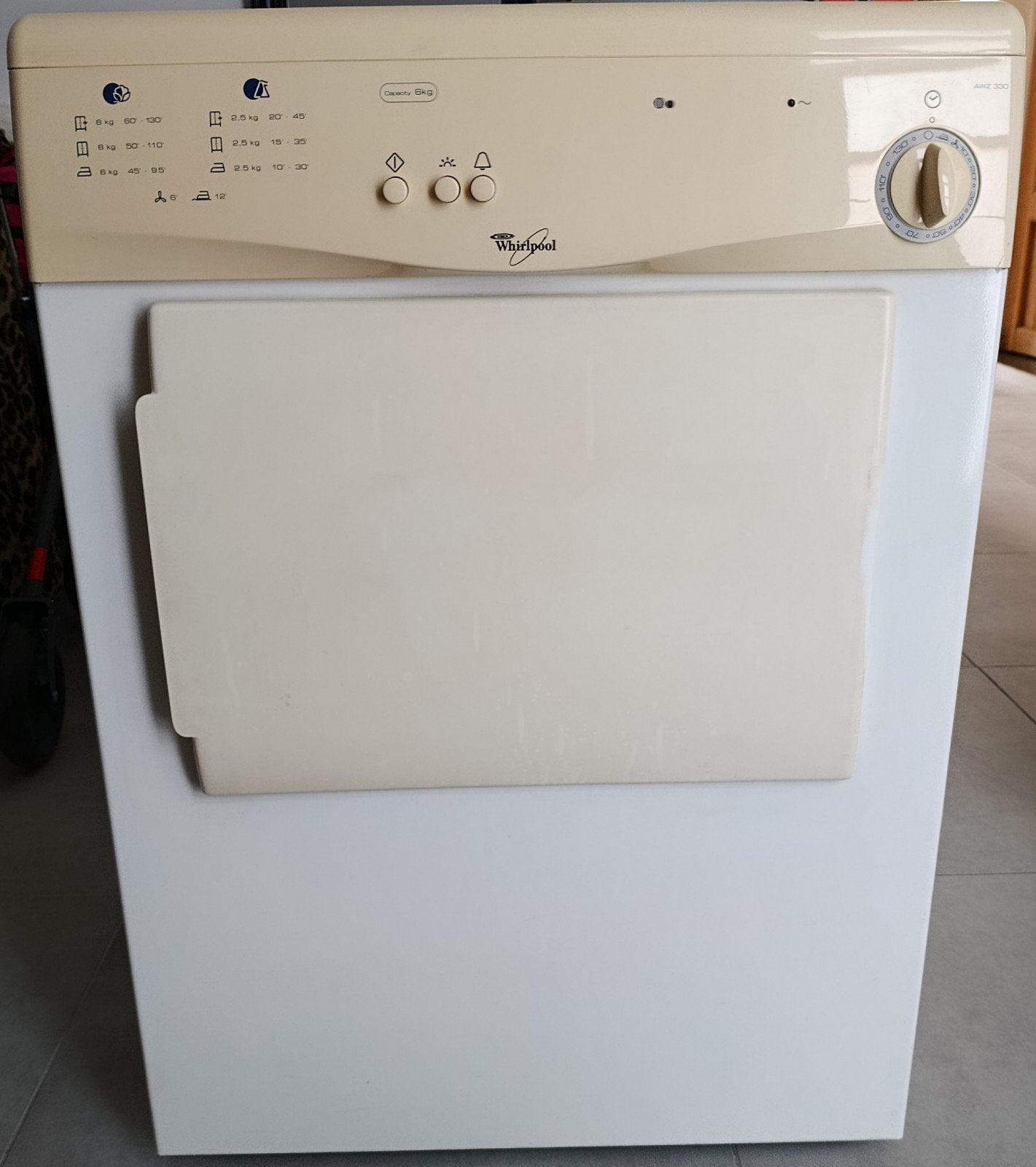 Sèche linge Whirlpool 6kg, Ophalen
