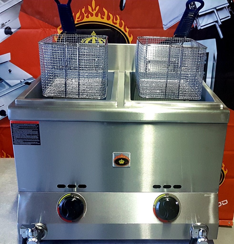 Friteuse Pro chromé Gaz 2x12L Neuve Garantie, Enlèvement, Neuf, dans son emballage, Cuisinière, Friteuse et Grils