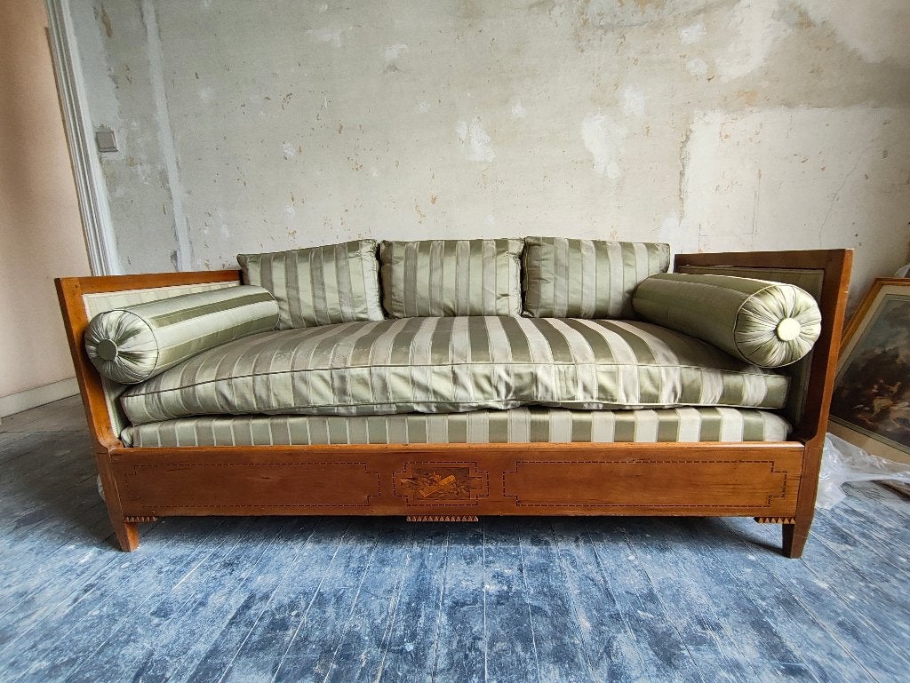 Antieke Empire / Biedermeier sofa met fijn inlegwerk, Ophalen