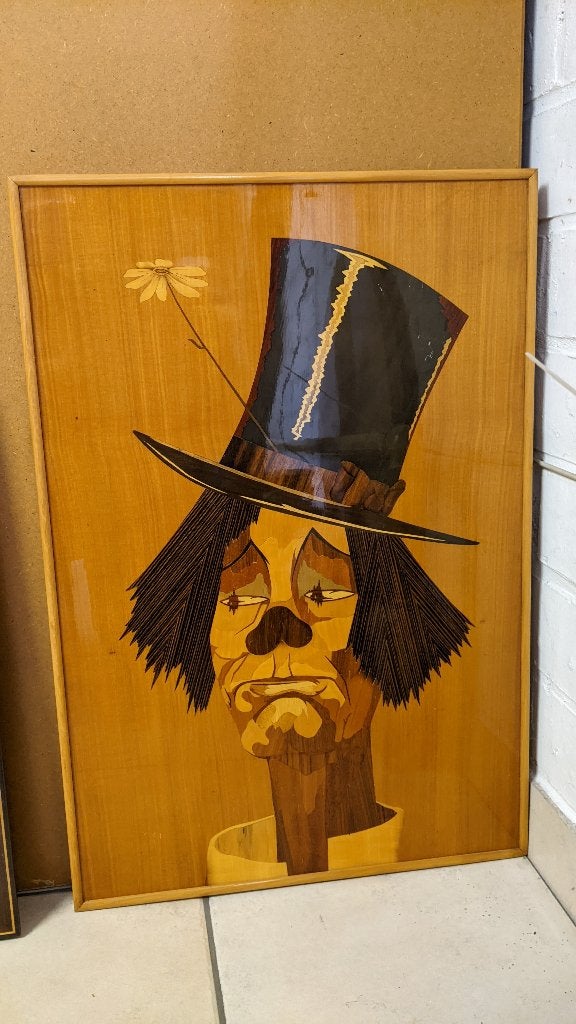 Kunstwerk clown, Comme neuf, Enlèvement, Panneau mural, Bois