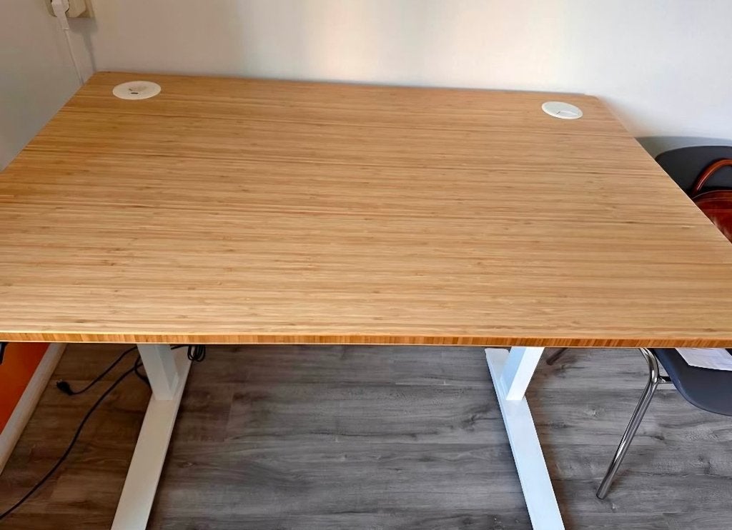Elektrische zit sta bureau 180x80cm bamboe topblad, nieuw!, Ophalen, Zit-sta bureau, Hout, 180 cm