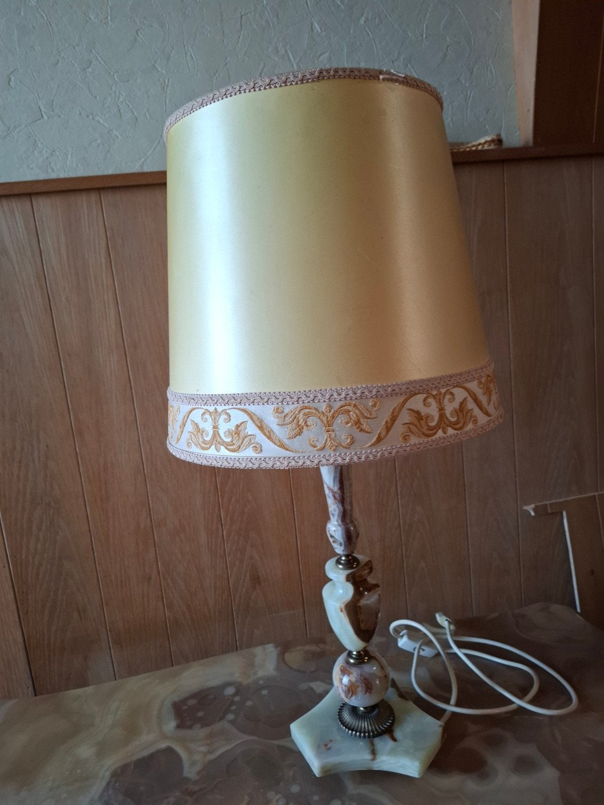 Vintage Onyx Marmeren Tafellamp, Ophalen, Vintage