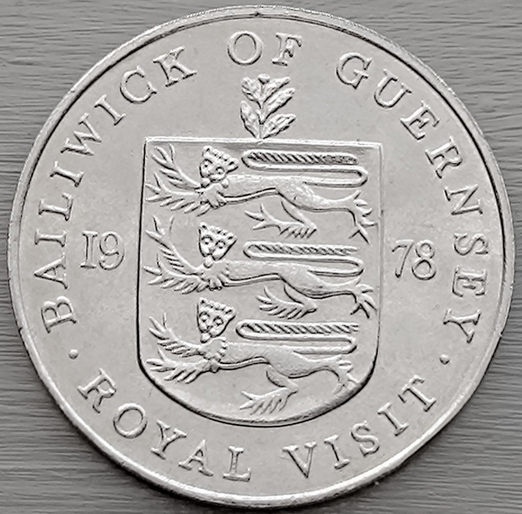 munt Guernsey 25 pence 1978 :Koninklijk bezoek, Ophalen of Verzenden