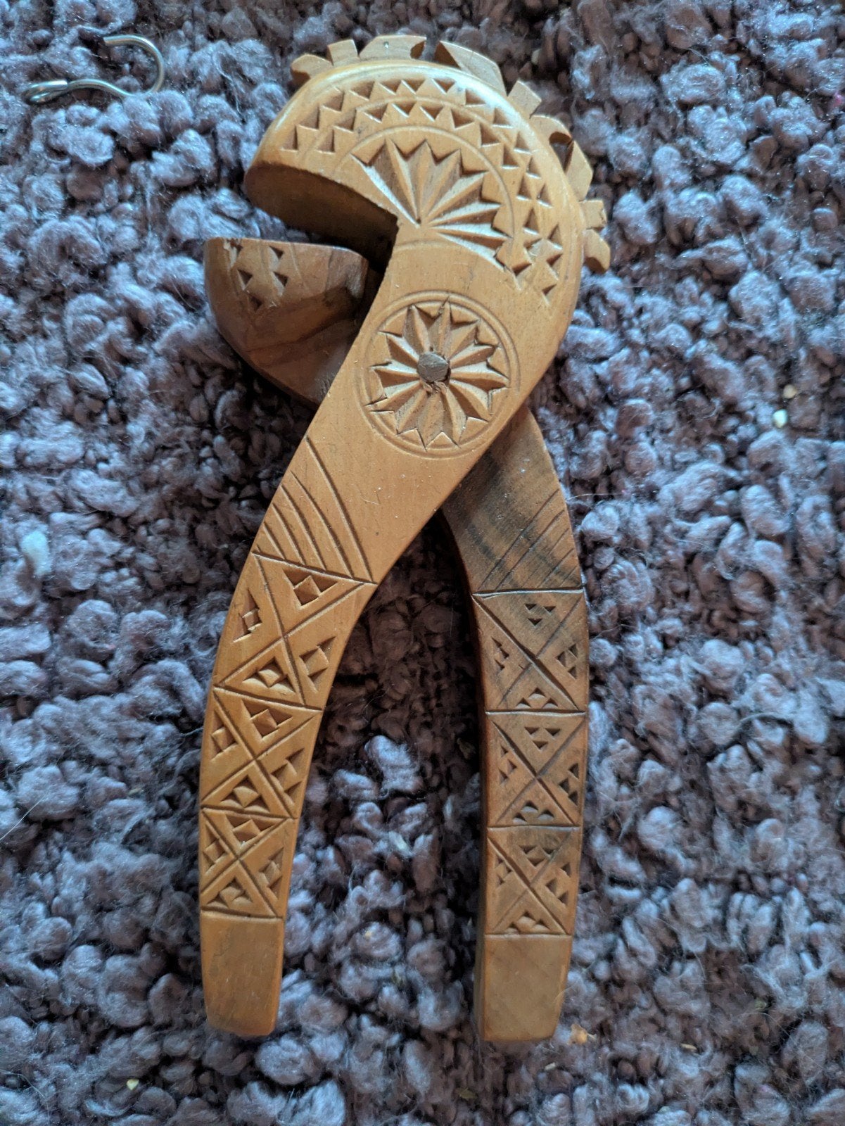 Prachtige Vintage Handgesneden Houten Notenkraker,Volkskunst, Antiek en Kunst, Ophalen of Verzenden