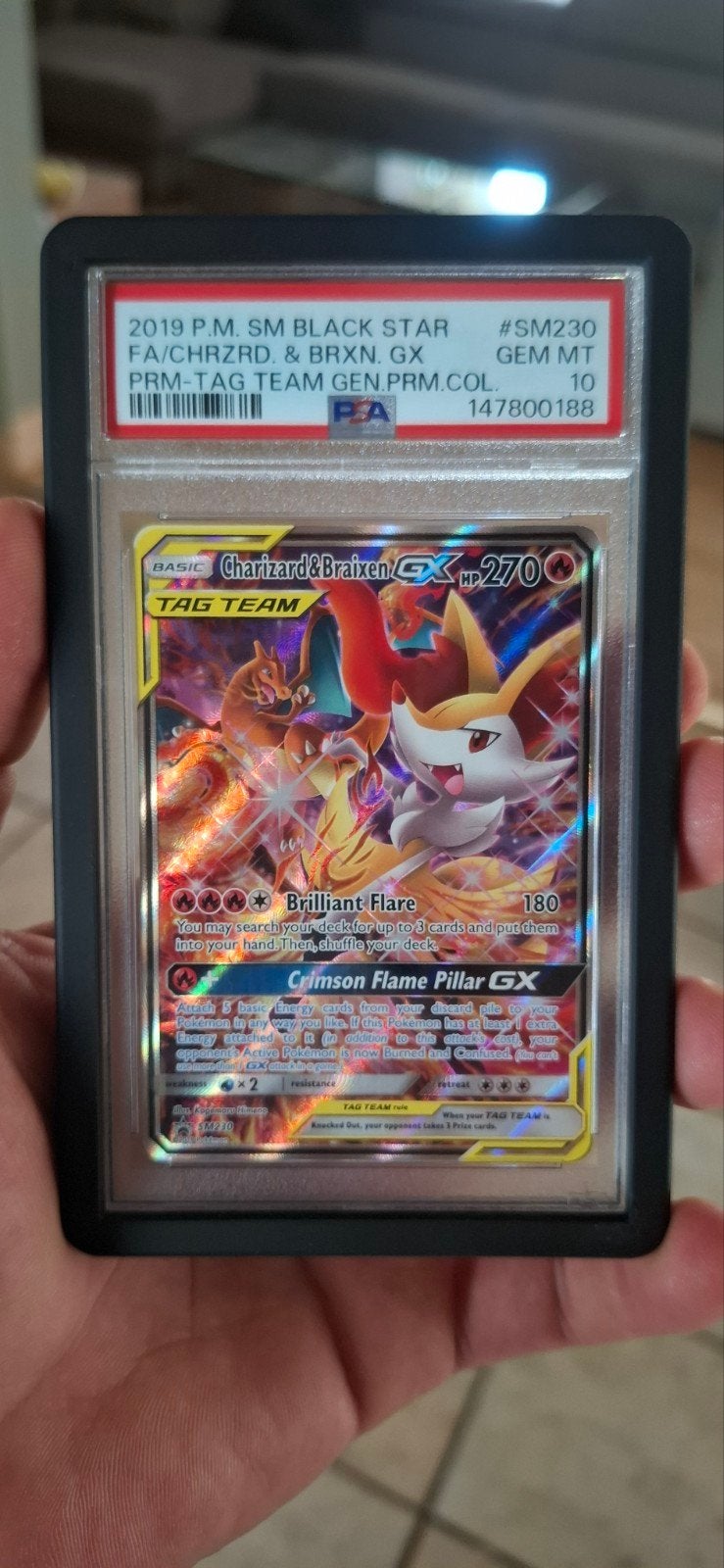 PSA10 S&M PROMO Charizard & Braixen GX #230., Hobby & Loisirs créatifs, Enlèvement ou Envoi, Neuf, Cartes en vrac, Foil