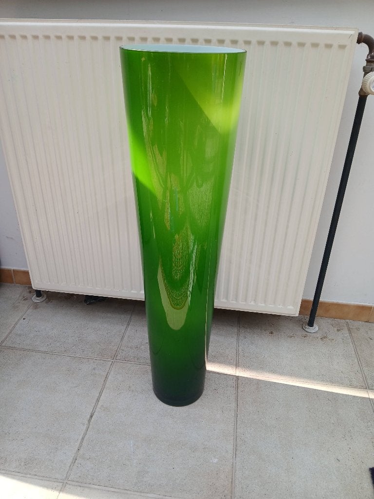 Grote glazen vaas 98cm, Ophalen, Gebruikt, Groen, Glas