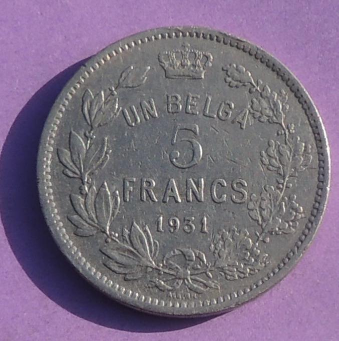 1931 5 francs FR L3 PB, Timbres & Monnaies, Monnaies | Belgique, Envoi, Métal, Monnaie en vrac