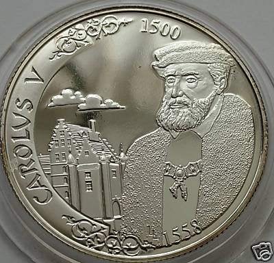 België: 500 frank 2000 (K.Karel) in PROOF = Morin 996, Postzegels en Munten, Verzenden, Zilver, Losse munt, Zilver