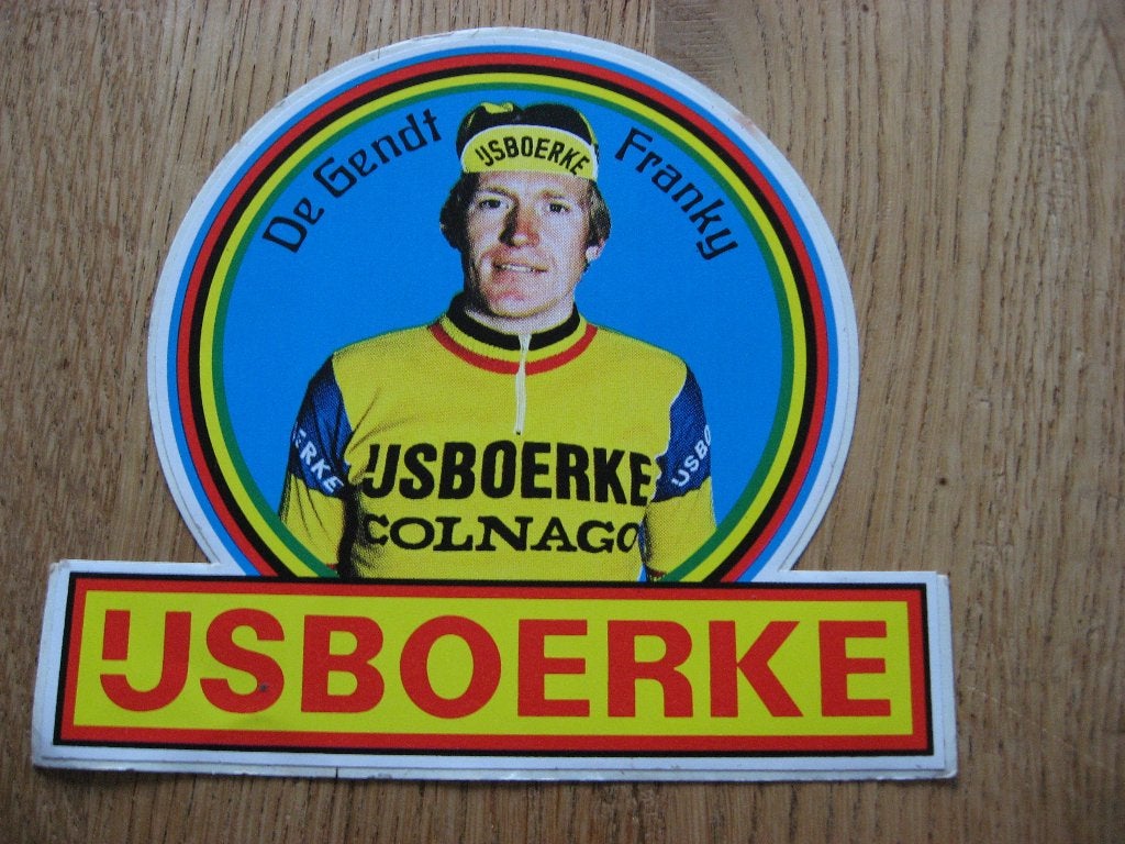 Sticker De Gendt Franky ijsboerke Colnago Wielrenner, Ophalen, Nieuw, Poster, Plaatje of Sticker
