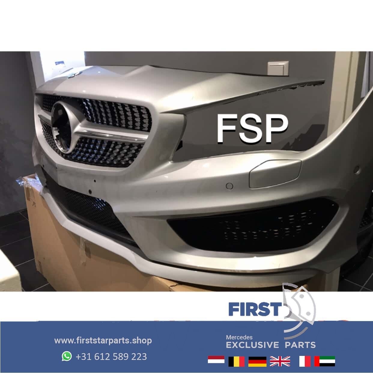 W117 CLA 45 AMG VOORBUMPER COMPLEET + DIAMANT GRIL ZILVERGRI, Gebruikt, -, Voor, Ophalen of Verzenden