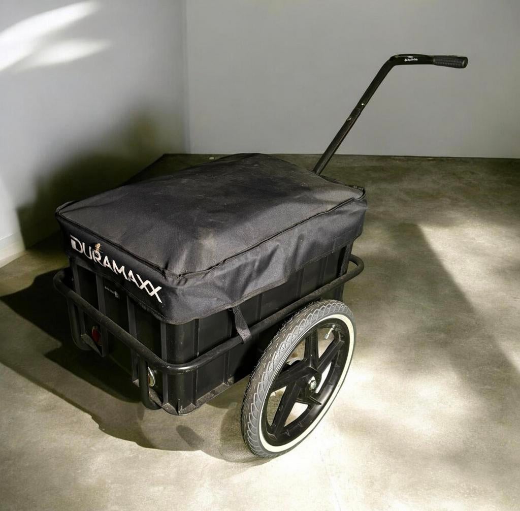 Duramaxx fietskar / fietsaanhanger met afdekhoes, Vélos & Vélomoteurs, Accessoires vélo | Remorques, Comme neuf, Remorque à bagages