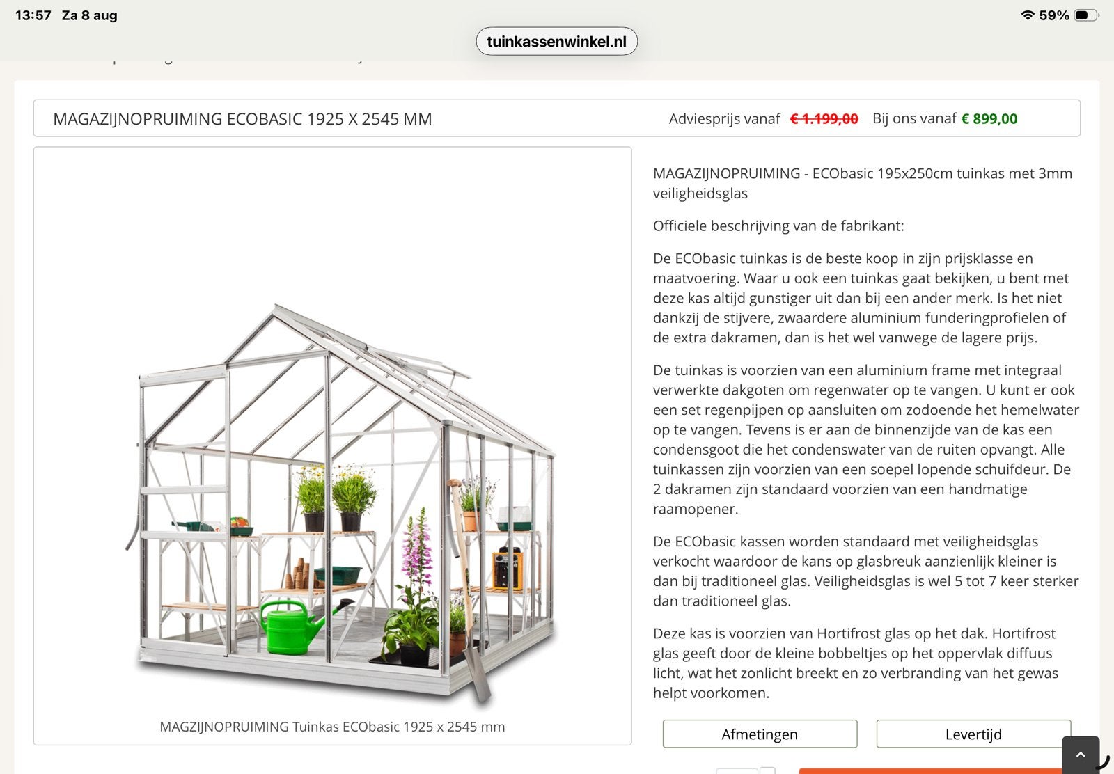 Tuinkas, Tuin en Terras, Ophalen, Glas, Zo goed als nieuw