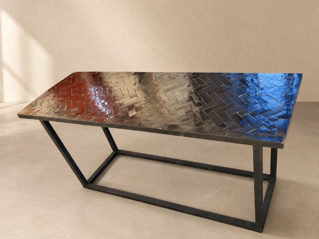 Mozaïek rechthoekige zwarte tafel, Nieuw, Ophalen of Verzenden, 75 cm of meer, 60 cm of meer