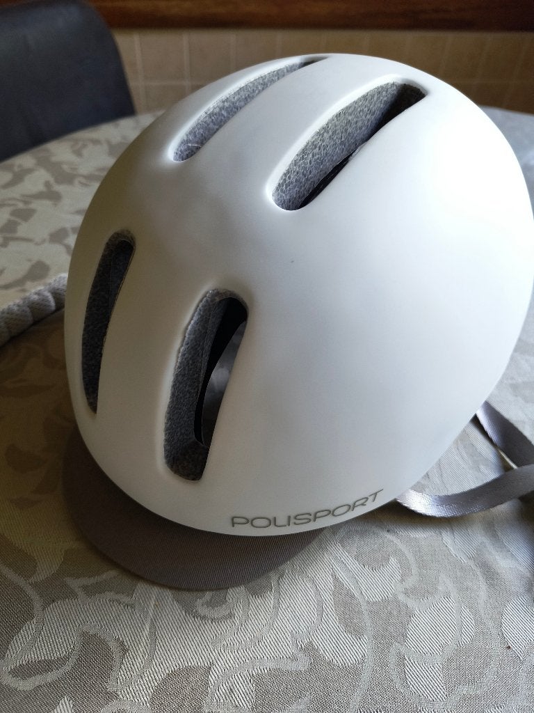 Fiets helm mat wit/grijs 58-61cm - nieuw!, Fietsen en Brommers, Ophalen, M, Heer of Dame, Pollisport