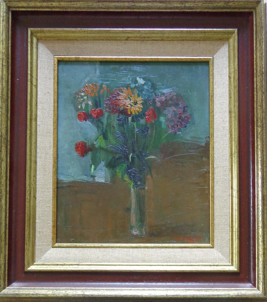 JOZEF VAN RUYSSEVELT / BLOEMENVAAS / OLIEVERF 42x38cm KADER, Ophalen of Verzenden