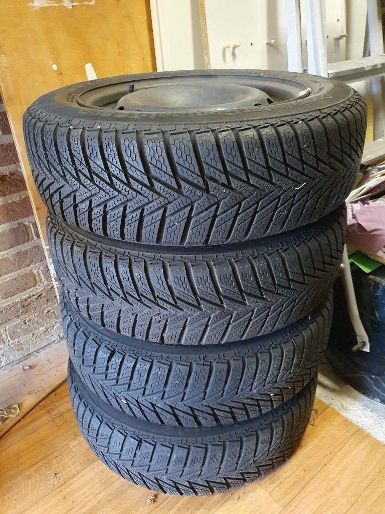 Winterbanden op stalen velg 4x, Auto-onderdelen, Banden en Velgen, Ophalen, 14 inch, Gebruikt, 175 mm