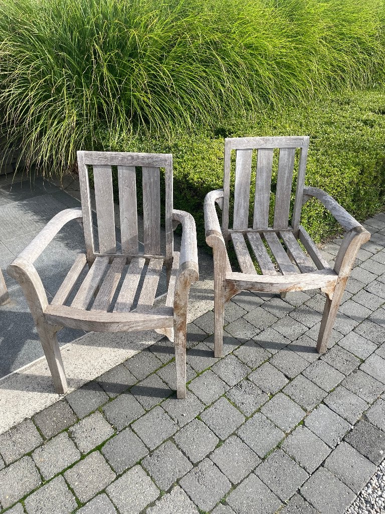 2 chaises en teck, Jardin & Terrasse, Chaises de jardin, Enlèvement, Utilisé, Bois de teck, Empilable