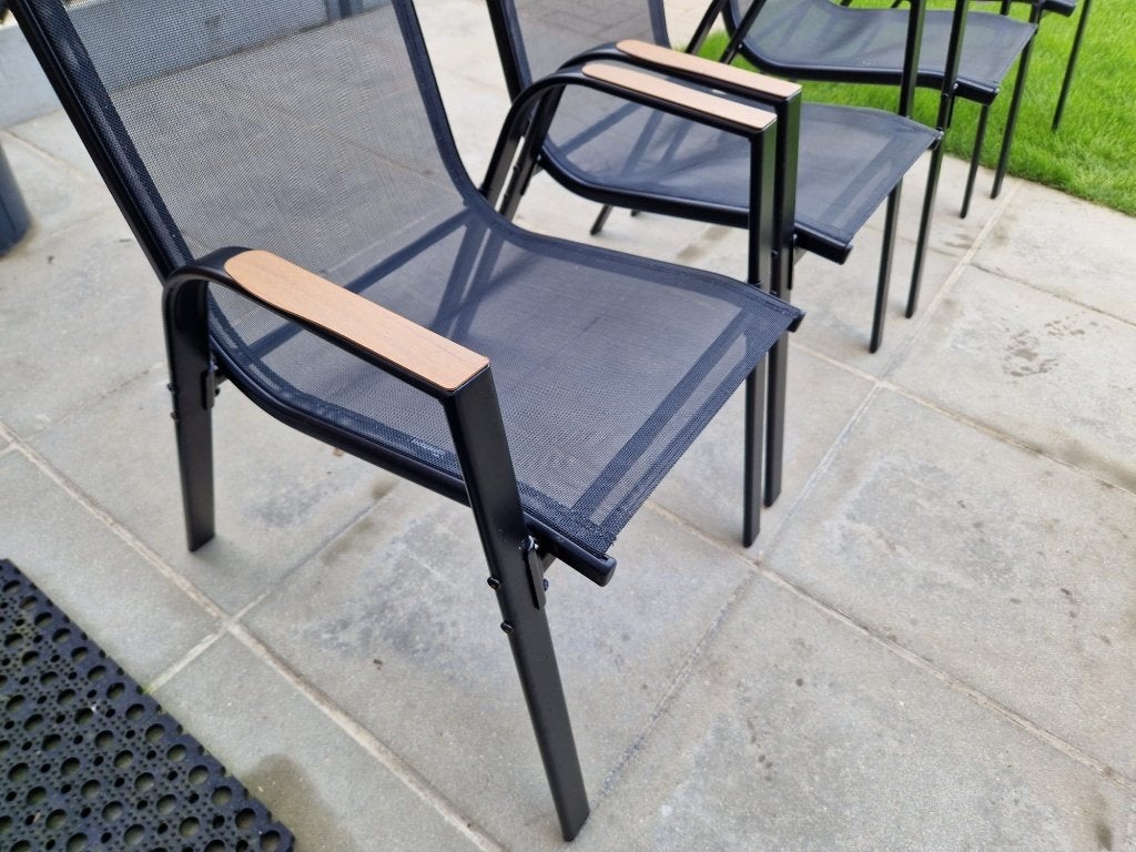 4 nieuwe tuinstoelen, Tuin en Terras, Ophalen, Nieuw, Metaal, Stapelbaar