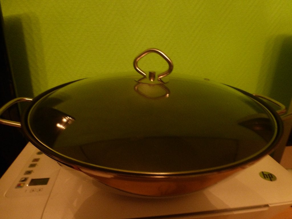 WOK Gräwe NEUF avec revêtement, couvercle en verre et grille, Neuf, Enlèvement ou Envoi, Compatible lave-vaisselle, Autres matériaux