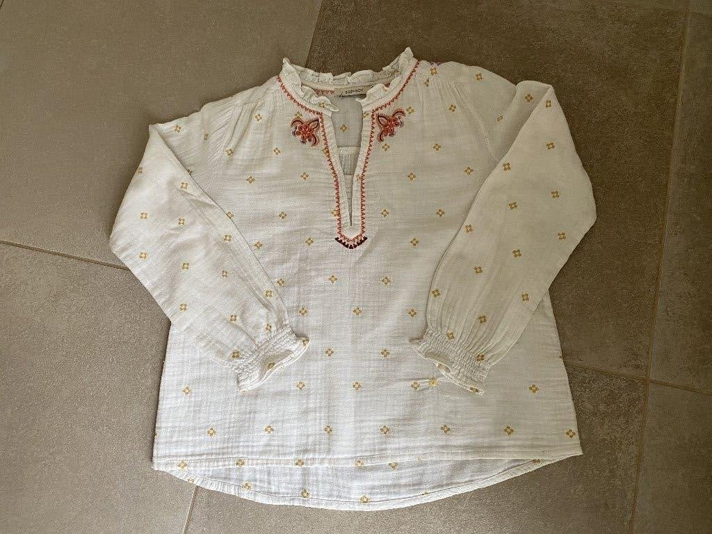 Leuk bloesje crème kleurig met motiefje Sissy-Boy, Kinderen en Baby's, Kinderkleding | Maat 146, Gebruikt, Meisje, Overhemd of Blouse