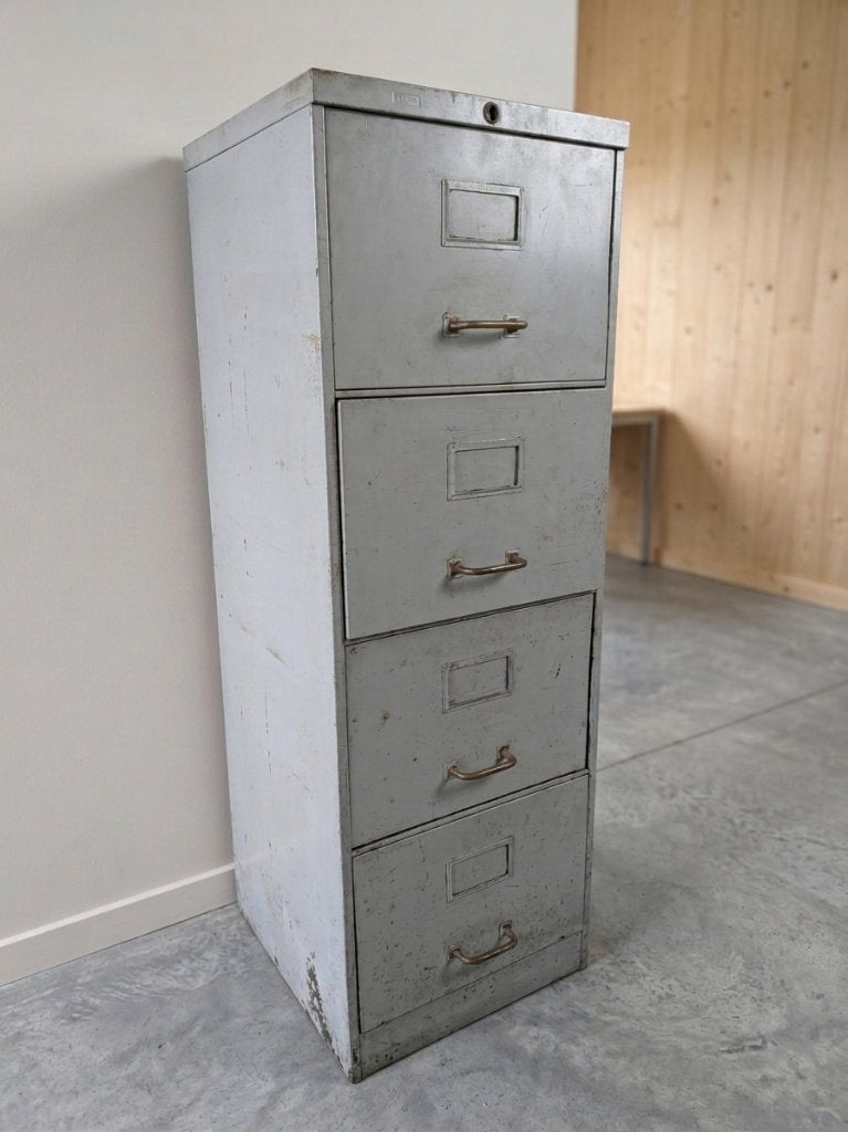 RONEO industriële vintage kast met 4 laden/archiefkast, Ophalen, Minder dan 50 cm, Gebruikt, Industriel / Vintage