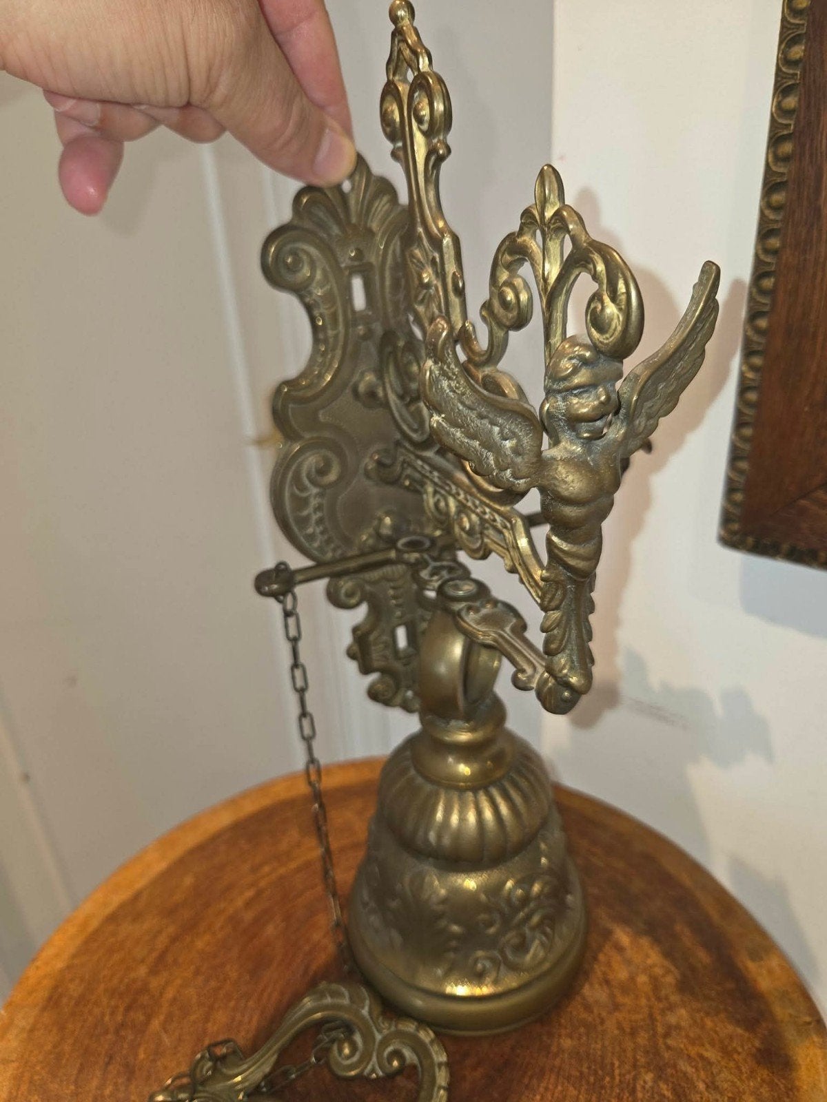 Cloche murale en bronze antique avec anges, décoration vinta, Maison & Meubles, Enlèvement ou Envoi